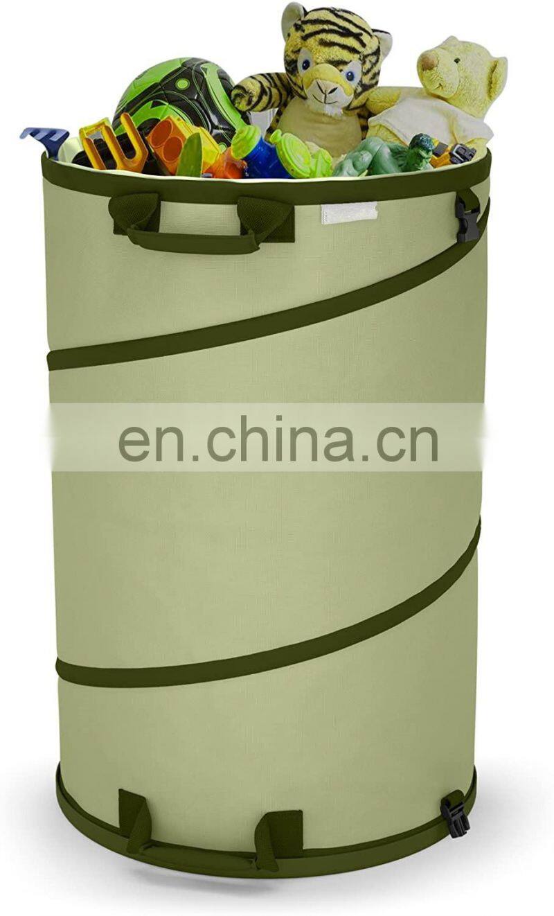 30 Gallon Canvas Garden Waste Bag Bucket Pop-up Reusable Yard Leaf Bag Holder- Trash Bag Heavy Duty Hardened Bottom