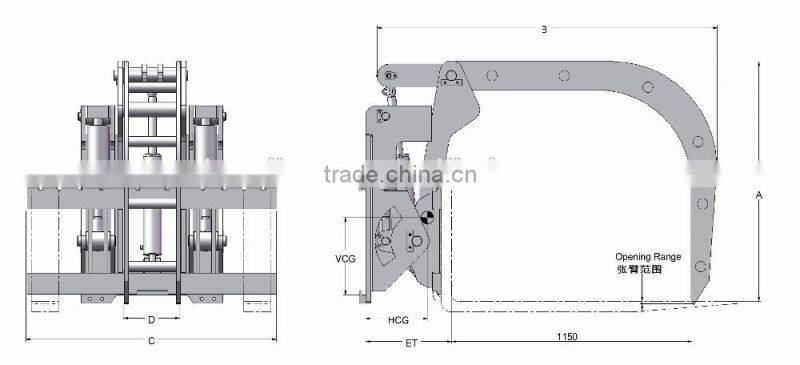 Handbarow forklift attachment steel pipe clamp