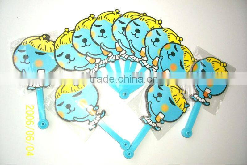 2016 promotion PP fan with stick handle, cheap handle fan for advertisment