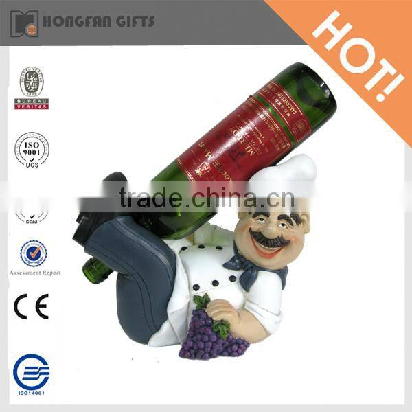 decorative white wine holder with chef shape