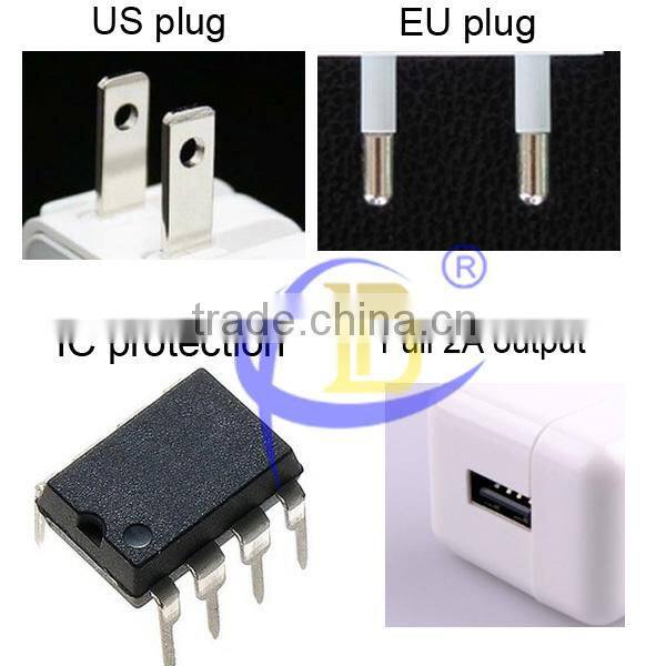 High Quality Wholesale 2A USB Wall Charger for Mobile Phone/US EU Wall Plug