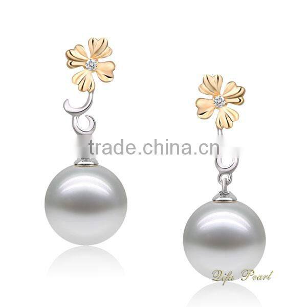 9k gold earring mountings for south sea pearl