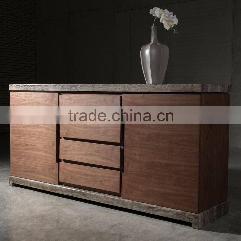 Travertine Top Wood Side Cabinet Design With Drawers Latest Design For Dining Room Use