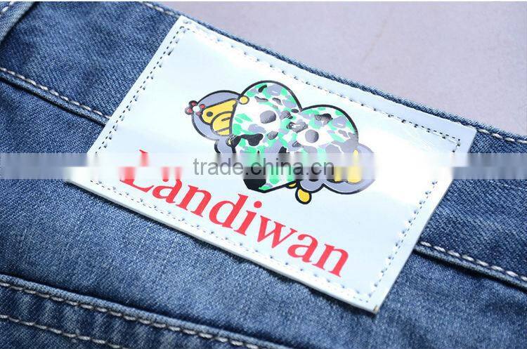 2015 Ripped Slim100% Cotton Jeans top fashion men designer jeans stock men stone washing hole blue jean trouser with opera face