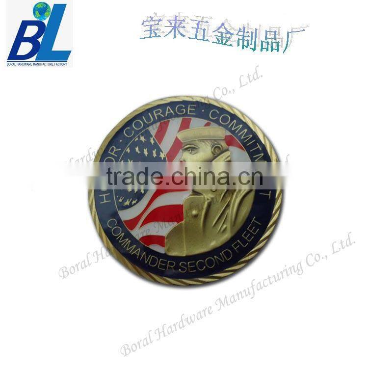 Custom petal edge jelly paint bronze star challenge coin