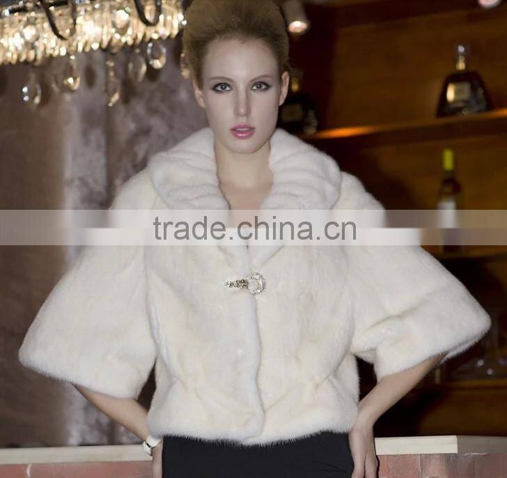 emk1438 small style white mink fur coat
