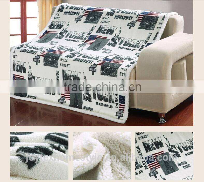 2014 hot-selling American style printed micro fleece sherpa blanket