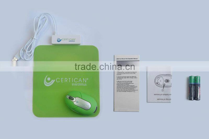 Multifunction mouse pad with usb hub with PVC material with green color