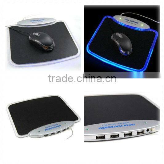 LED Light Lamp Mouse pad With 4 Ports USB HUB