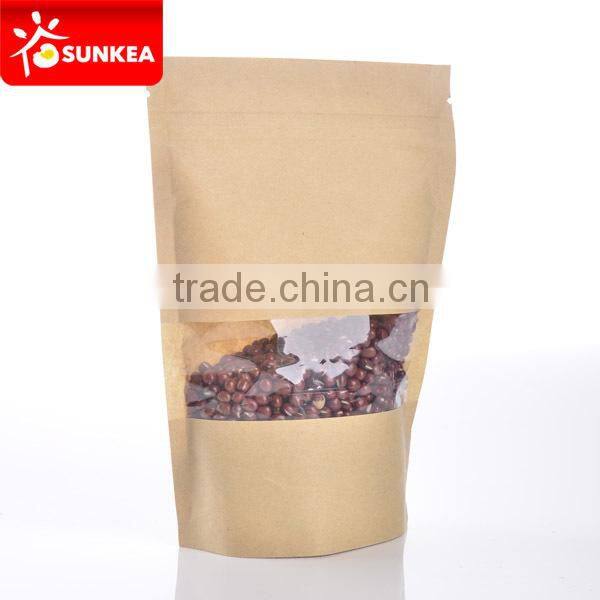 Custom printed kraft paper zip lock bag with plastic window