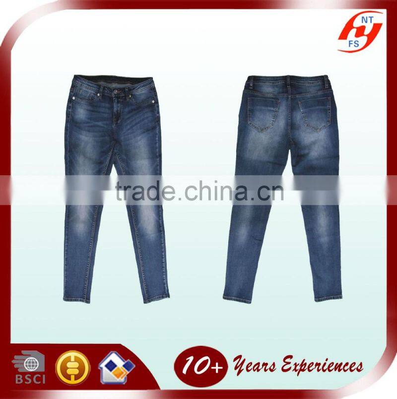 2016 hot sale cheap new style washed women denim jeans women slim fit jeans OEM China Manufacturer