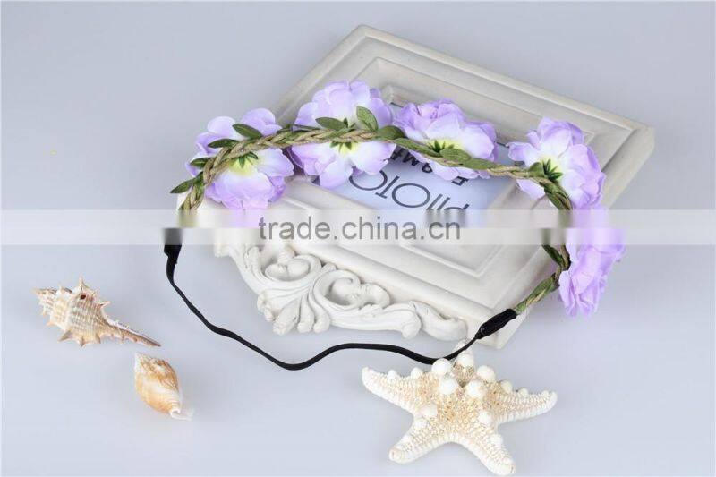 Summer Artificial Flower Headband For Girls,Boho Beach Flower Head Garland