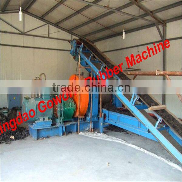 Rubber two rollers crusher for rubber powder making line / car tyre recycling plant