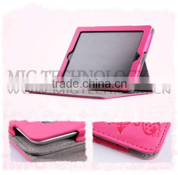 Little gril magnetic leather case for apple ipad3 4 5, for ipad case with stand