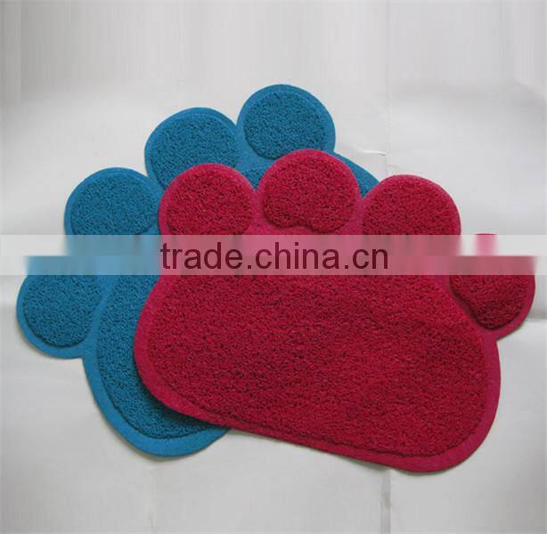 Pet Paw shape print litter mat for cats/PVC mat/vinyl cushion floor mat 45x60cm/China wholesale pet accessories
