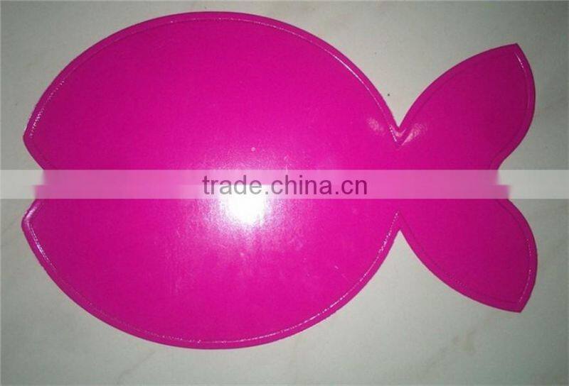 Non-slip Fish style eco-friendly PVC foaming cat bowl placemat waterproof backing