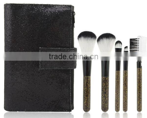 Factory Supplier Travel Convenient Bling Bling Makeup Brush 5pcs With Mirror