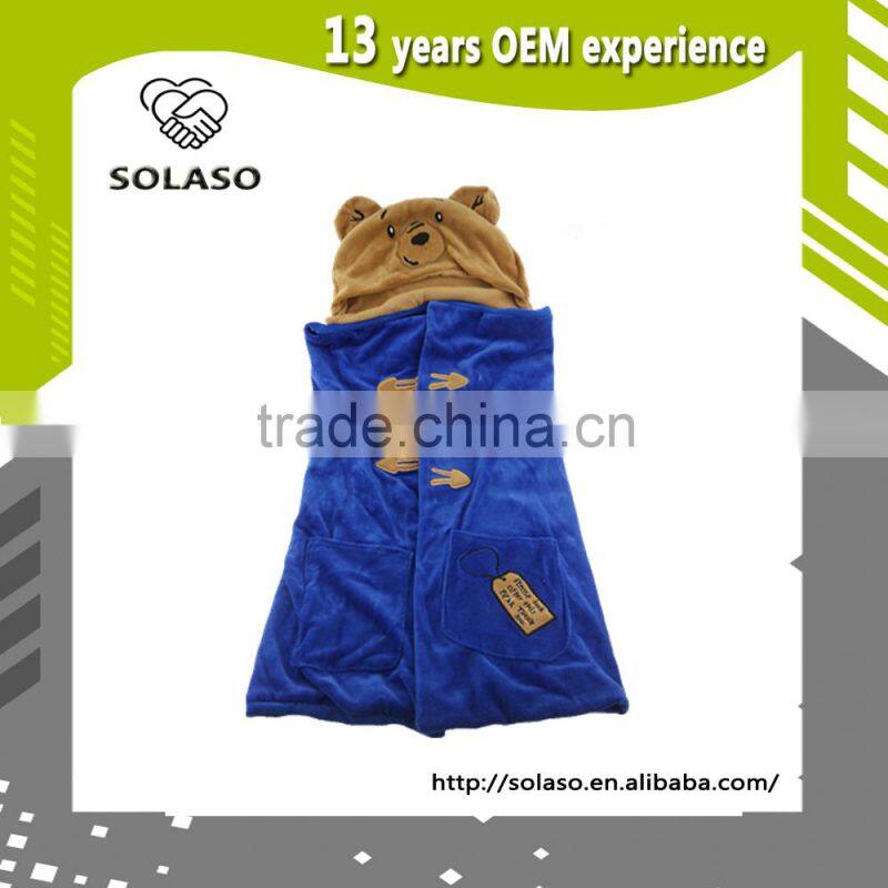 100% cotton velour cartoon decorate baby hooded towel with animal design