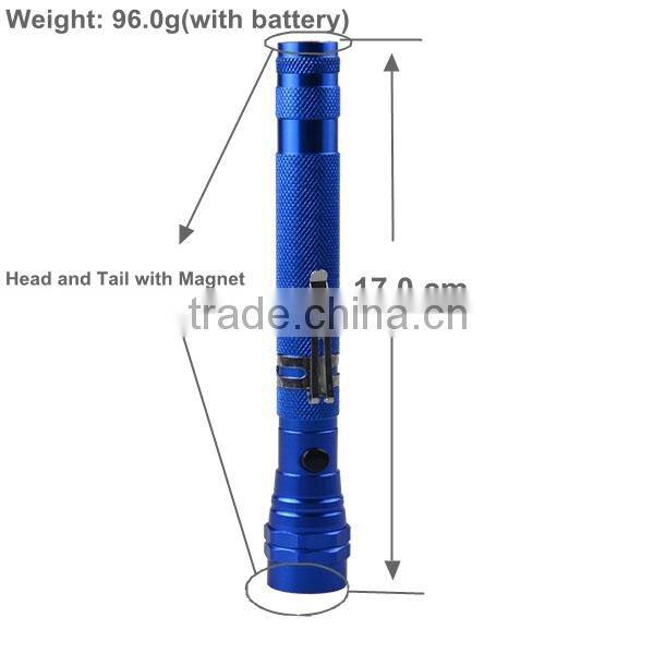 Promotional High Power 3 LED Torch Telescipic Extendable Flexible Pick Up Flashlight