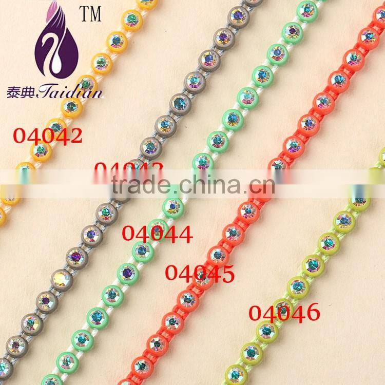 rhinestone dress trim,ss8 ab rhinestone banding