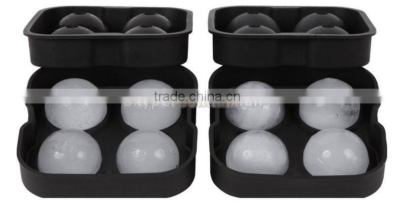 Lifetime Durable Sphere Premium Drink Scotch Water 4 Holes Silicone Ice Ball Maker With Color Box Packing For Party Bar Drinking