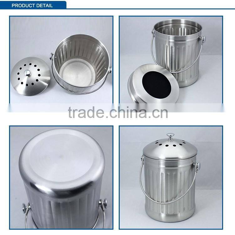 1.0 Gallon Stainless steel kitchen compost pail with Charcoal Filter