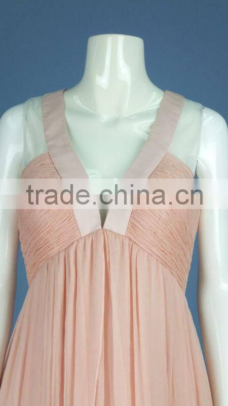 Sleeveless Silk Crinkle Chiffon Blush Pink Maternity Dress EY0011