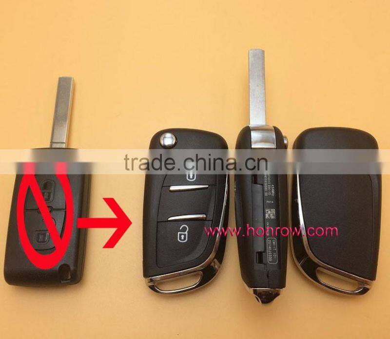 Hot sale products-- Citroen 2 button modified flip remote key blank with VA2 307 Blade -- With battery place (No Logo)