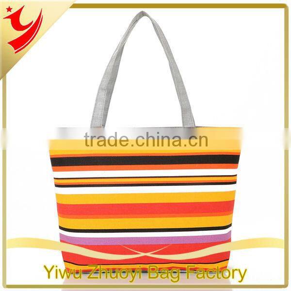 High Quality Striped Canvas Lady Shoulder Tote Bag