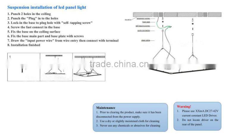IP20 LED Flat Mounted Panel Light Square 600x600 42W Aluminum Shell Current 900mA for Schools Workshops Paking Garages