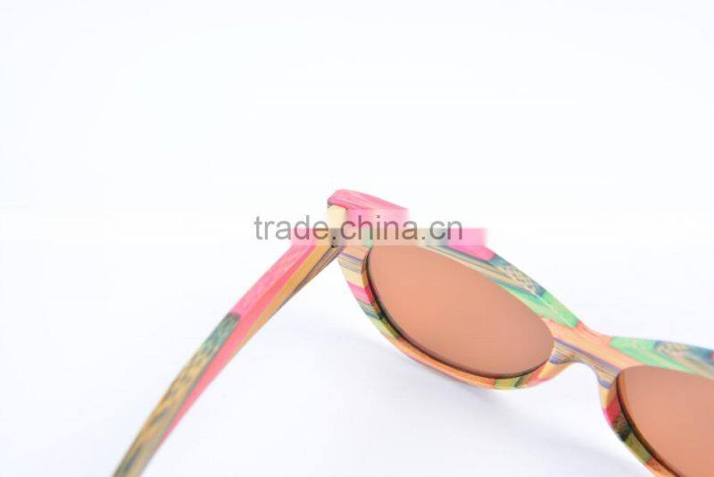 Pure manual coloured bamboo sun glasses Retro polarized sunglasses
