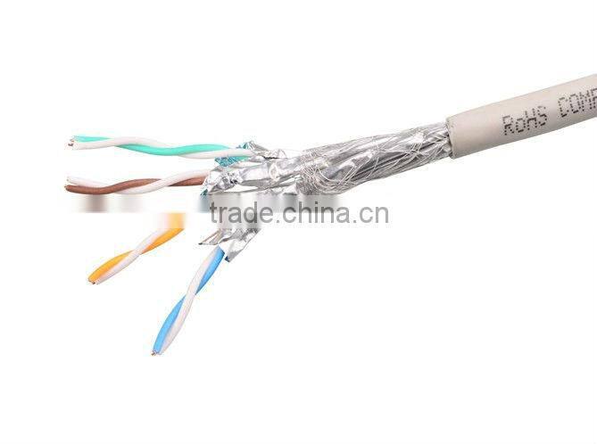 1000ft Bulk Cat6a Cable SSTP Shielded Solid In-Wall Rated (CM) 600MHz 23AWG in Gray