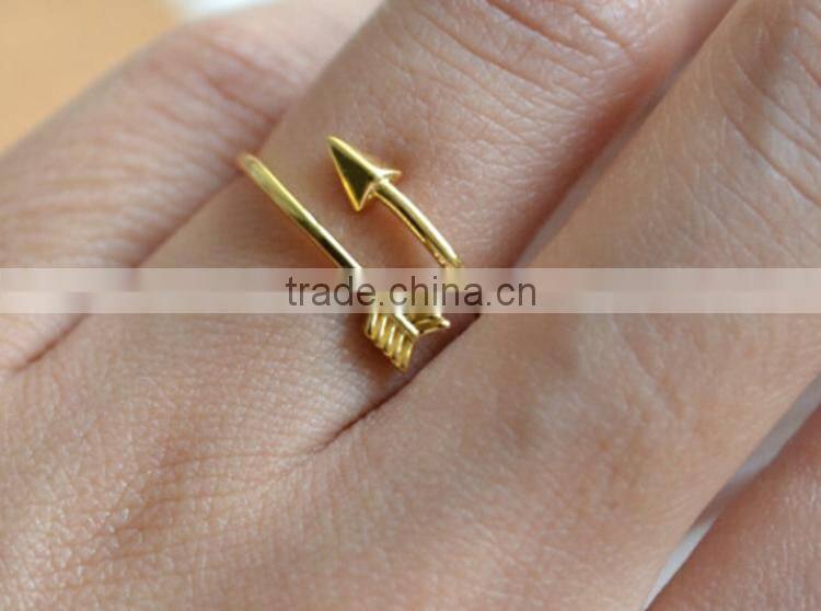 2015 Gold/Silver/Rose Gold Jewelry Brass Adjustable Tiny Arrow Rings Vintage Gold Plated Ring Women Men Jewelry/