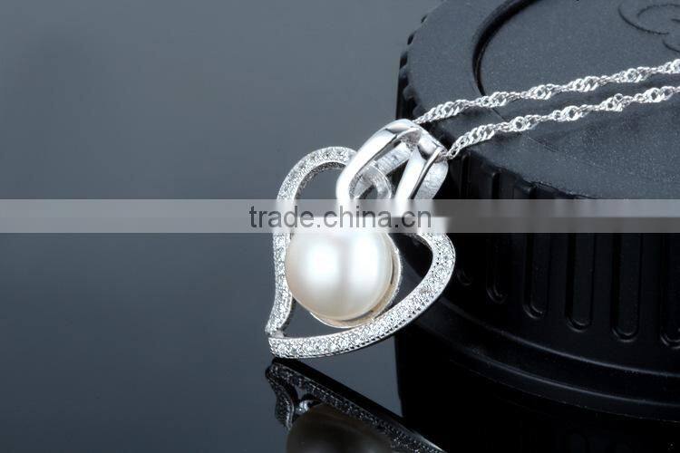 Hight Quality Freshwater Pearl 925 Sterling Silver Heart Pendant