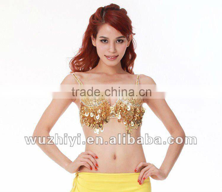 Cheap wholesale new hot fashion shiny elegant bellydance clothing,sexy sequin grade beaded belly dance bra (QC8004)