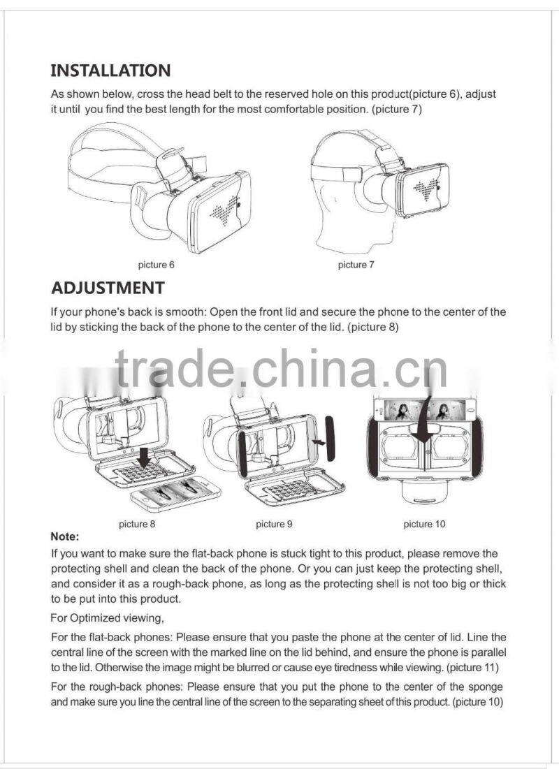 silicone 3D VR GLASSES virtual reality headset box case mobile VR headcase with button key