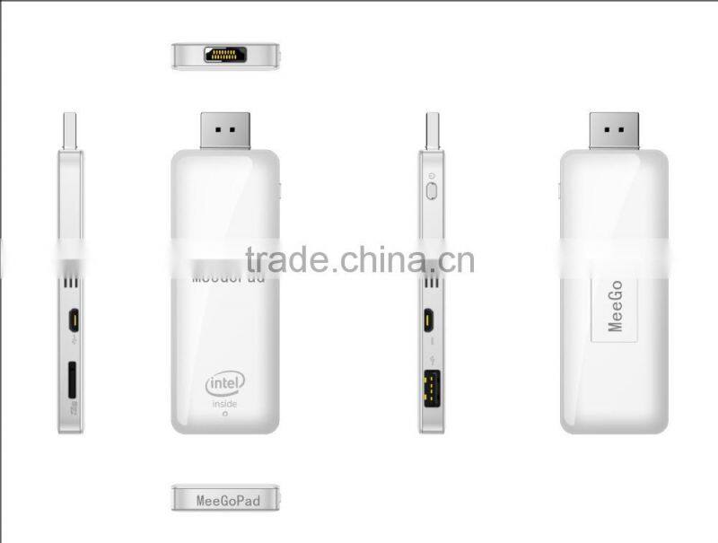 2014 latest Meegopad Intel Quad Core Z3735F win8 mini pc dongle TV dongle windows Android Linux wintel box tv stick