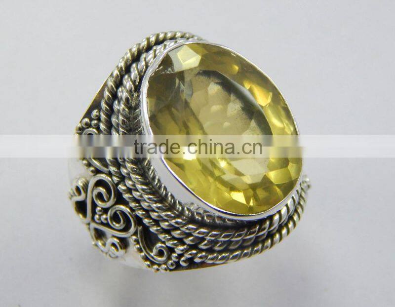 Natural faceted lemon topaz ring 92.5 sterling silver jewellery
