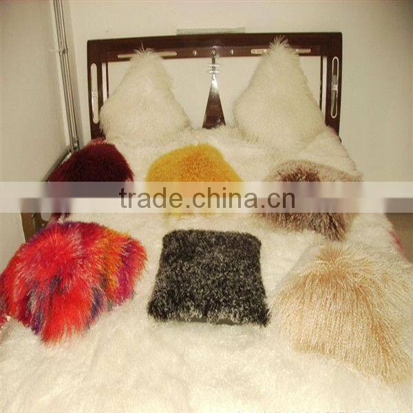 Colorful Winter Mongolian Fur Pillow Covers For Christmas Decoration