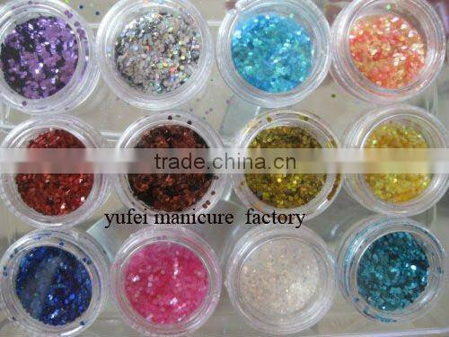 12 Color Acrylic UV Gel Nail Art Glitter Dust Walnut Shell Powder