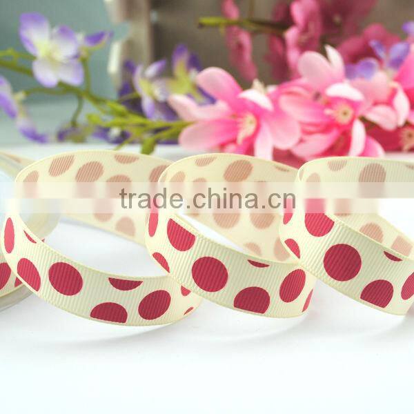 high quality grosgrain printed polka dot hair ribbon for bow tie