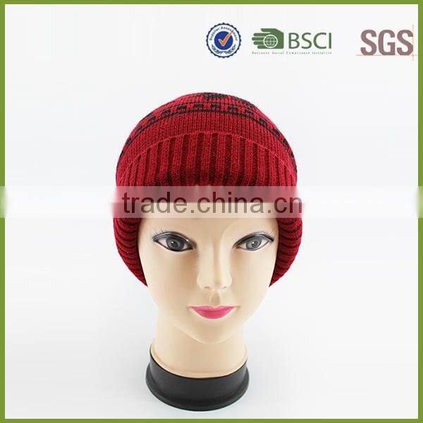 Blue Color Custom Knitted Pom Beanie Hat with Fur