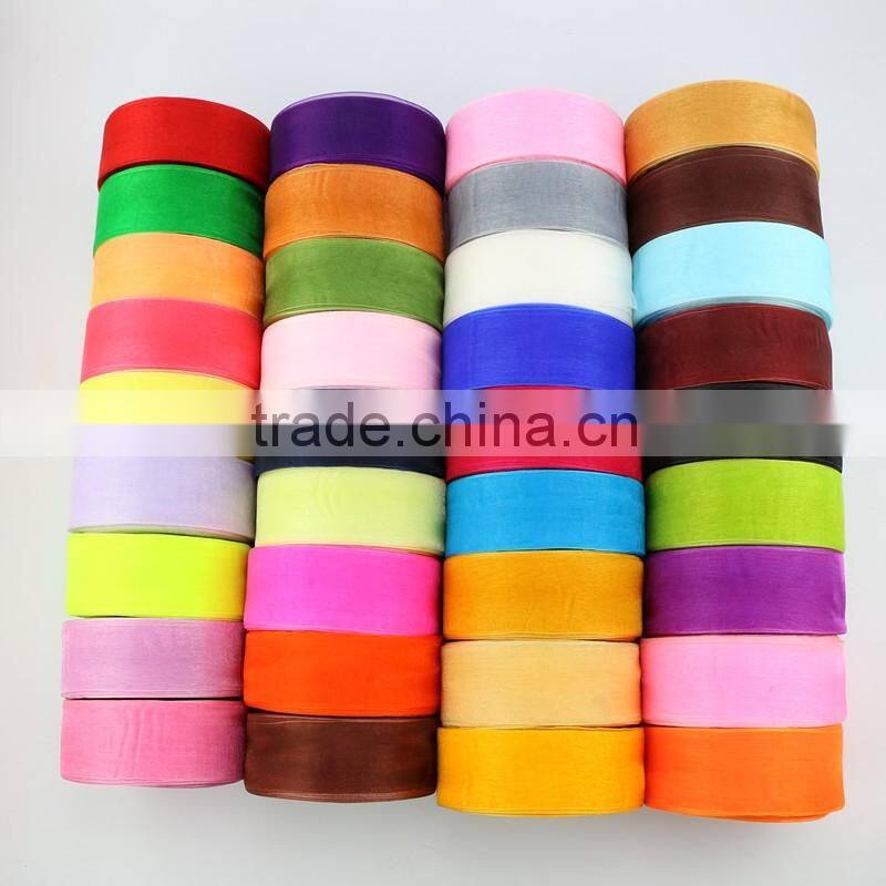Eco Friendly China Fashion Colorful sheer organza ribbon wholesales
