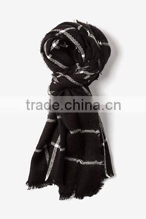 2016 finest fashion rectangle tartan 100% acrylic scarf with tassels