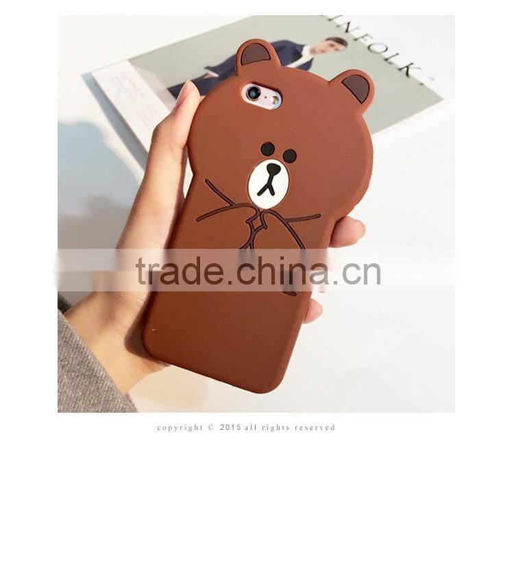 Fashion Korea 3D Cute Lovely Cartoon Lover Bear Rabbit Chicken Soft Silicone Shockproof Phone Protector Case for iPhone6 6s Plus