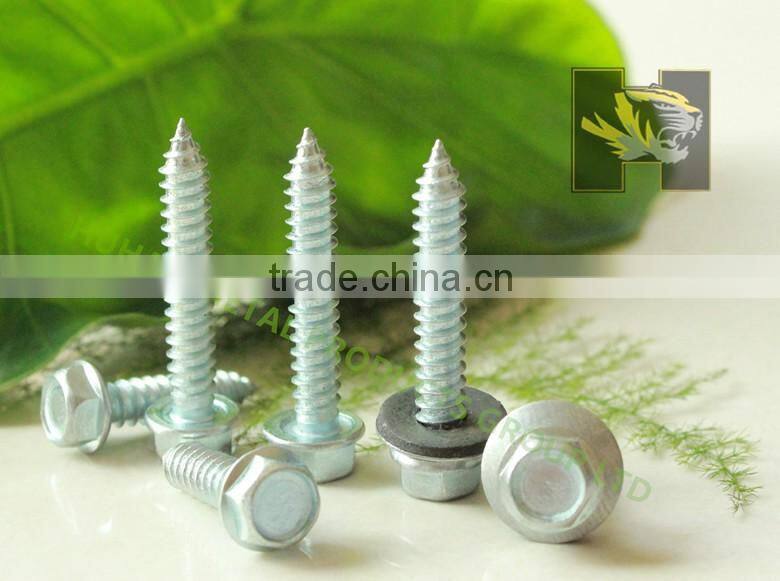 C1022 slivery hex head self tapping screw with EPDM