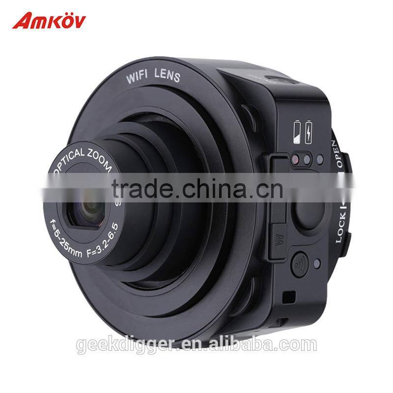 AMKOV JQ1 4X digital 5X Optical Zoom Wifi Digital Camera Selfie Lens-style 20MP Full HD 1080P 30fps