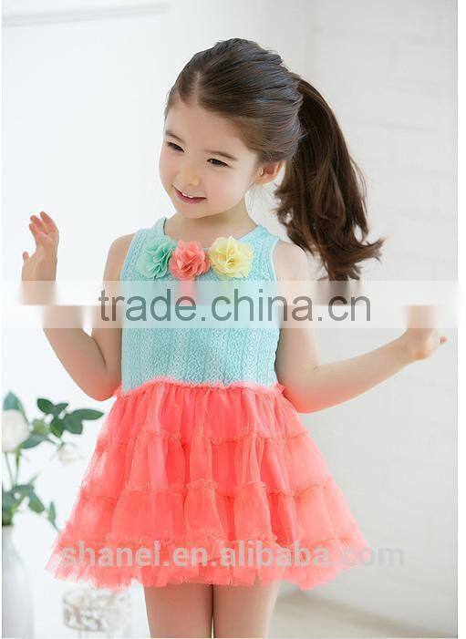 Summer new style three flowers cotton girls princess dress vest dress