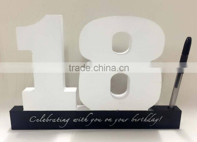Latest "18" years old birthday arabic numberals Wooden pen holder Decoration gifts