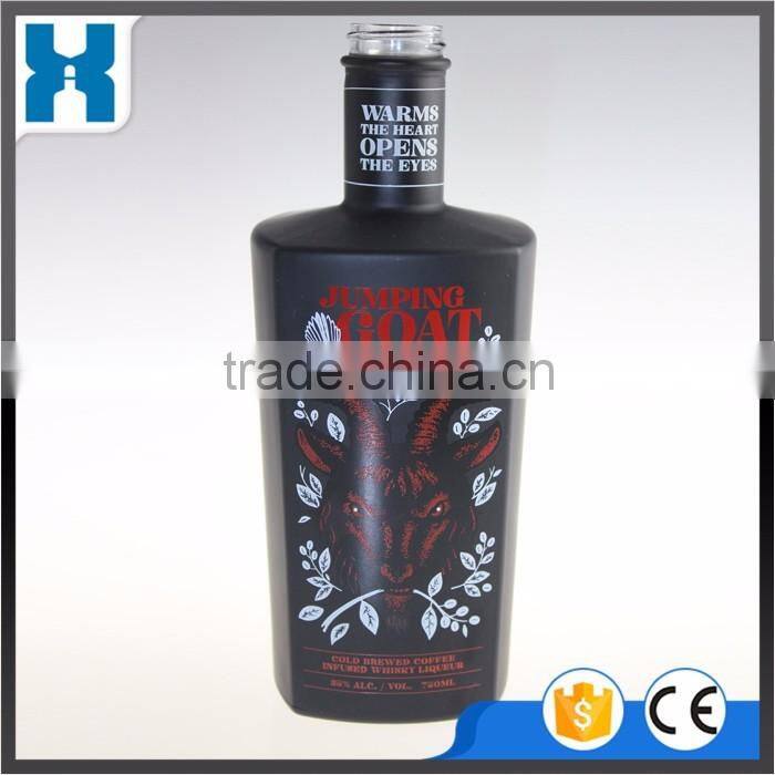 BLACK 750ML PAINT BRIGHT GLASS VODKA BOTTLE